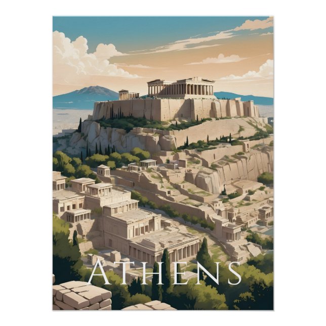 Impressão de viagem Atenas Grécia Acrópole (Frente)