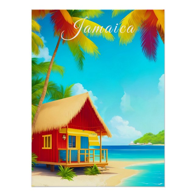Impressão de Viagem Cabana de Praia da Jamaica (Frente)