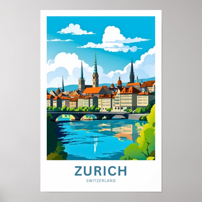 Impressão de Viagem de Suiça Zurique (Frente)