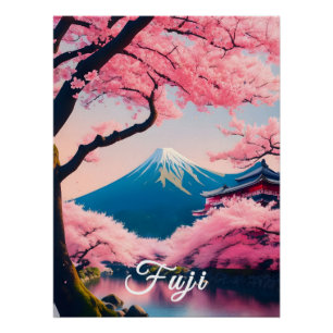 Impressão de viagem do Japão Monte Fuji Flor de Ce