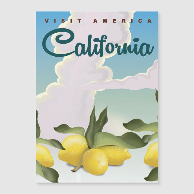 Impressão de viagem vintage de limões da Califórni (Frente)