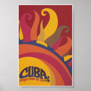 Impressão de Viagens vintage Cuba, Sol Colorido R