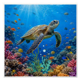 Impressão de Vida Selvagem do Oceano Tropical
