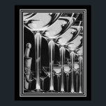 Impressão de Vidro de Champanhe Art Deco 16x20<br><div class="desc">Belo Tom Neutro,  Impressão de Vidro de Champanhe Art Deco - 16x20</div>