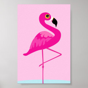 Impressão de viveiro gráfico flamingo rosa