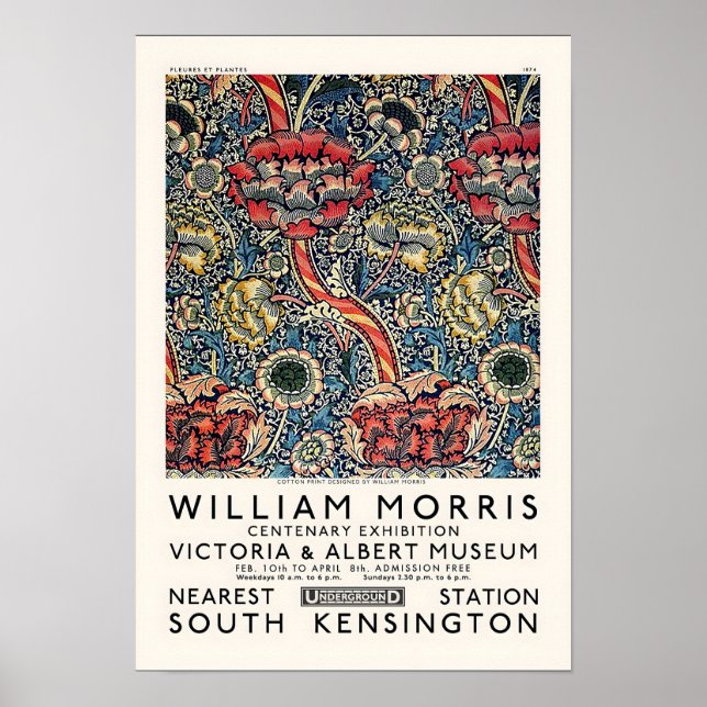 Impressão de WILLIAM MORRIS, Museu Victoria and Al (Frente)