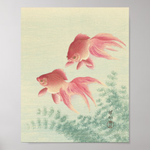 Impressão de Woodblock japonês de Goldfish Vinta