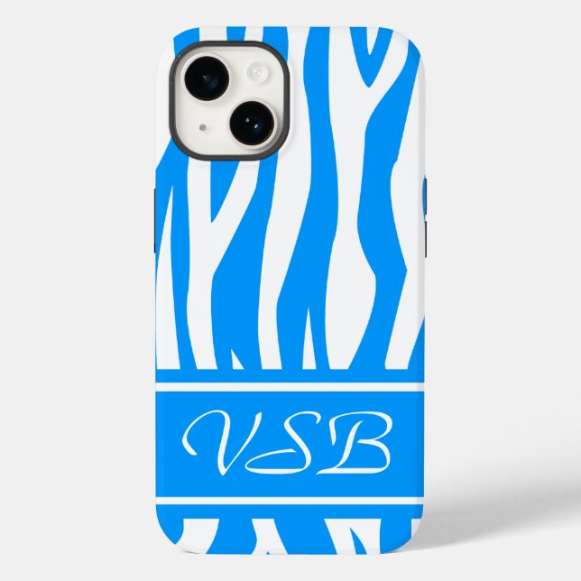 Impressão de Zebra Azul Claro com monograma (Verso)