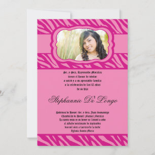 Impressão de Zebra Cor-de-Rosa 5x7 Convite Quince