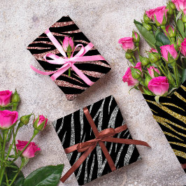 Impressão de Zebra Dourada Clássica Preta de Luxo