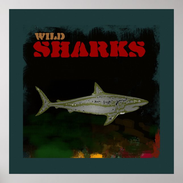 impressão decorativo de tubarão (Frente)