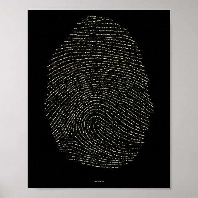 Impressão digital de Deus - Dourada a preto (Frente)