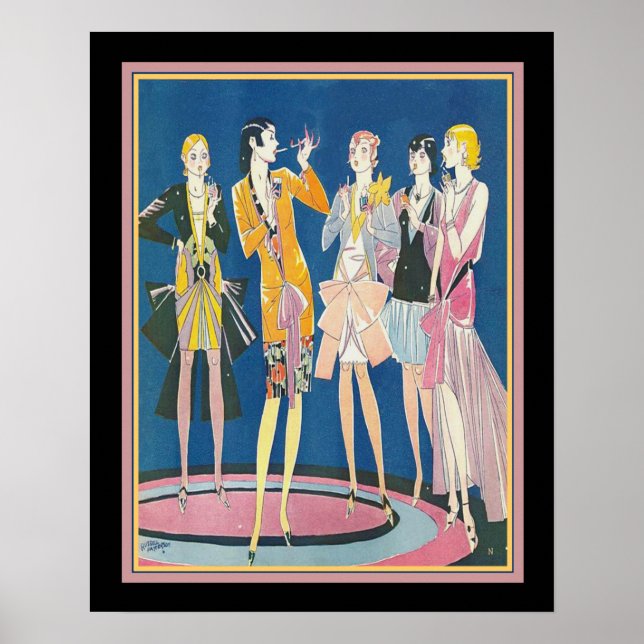 impressão do Art Deco Flappers de 1928 por Russell (Frente)