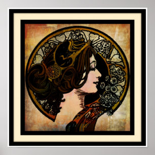 Impressão do estilo de Nouveau Mucha da arte