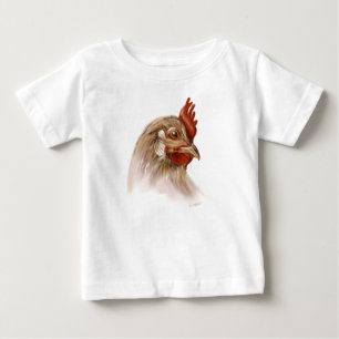 Impressão do galo no t-shirt do bebê