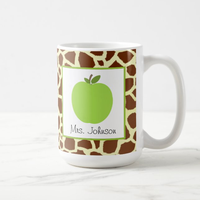 Impressão do girafa de Apple do verde da caneca do (Direita)