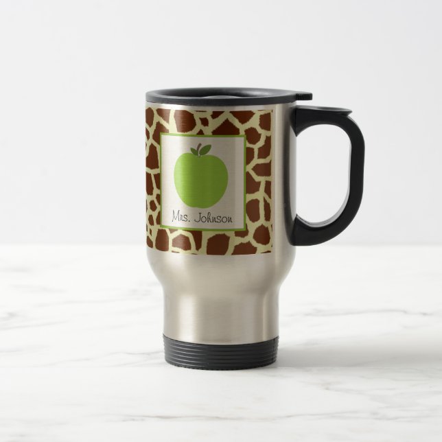 Impressão do girafa de Apple do verde da caneca do (Direita)