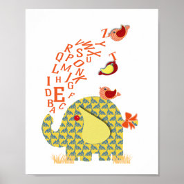 Impressão do infantário de elefante alfabético