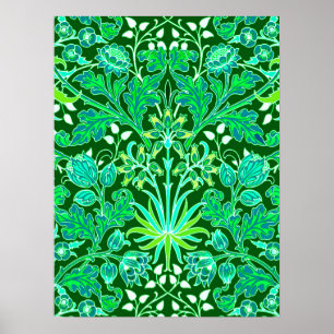 Impressão do jacinto de William Morris, verde