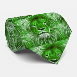 Impressão do Leão Verde na Gravata Masculina