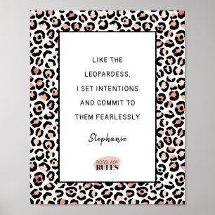 Impressão do Leopard com Rosa de Cotação Motiva