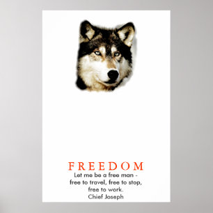 Impressão do Lobo Motivacional da Liberdade Origin