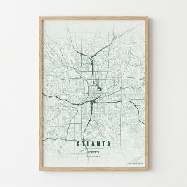 Impressão do Mapa de Atlanta Geórgia Poster de Art