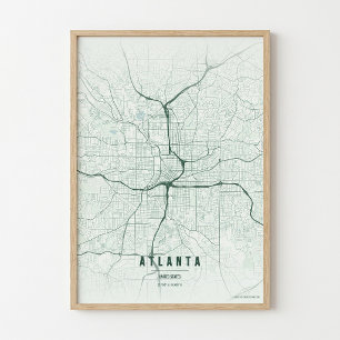 Impressão do Mapa de Atlanta Geórgia Poster de Art