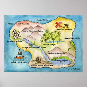 Impressão do mapa do pirata - canvas enormes