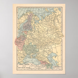 Impressão do mapa do vintage 1923 de Rússia