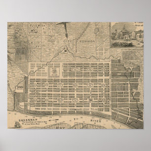 Impressão do mapa histórico de Geórgia do savan