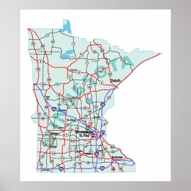 Impressão do Mapa Interestadual de Minnesota (Frente)