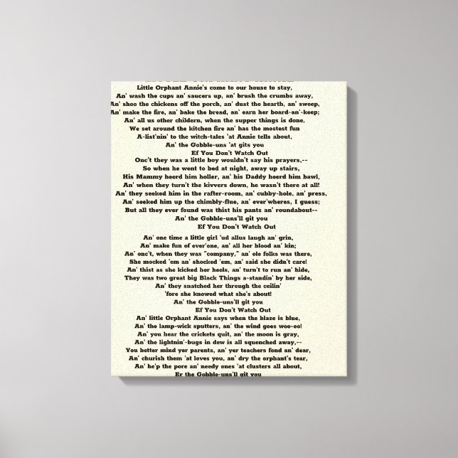IMPRESSÃO DO PEQUENO ORFANTE ANNIE POEM CANVAS (Frente)