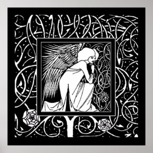 Impressão do poster do anjo de Beardsley Nouveau