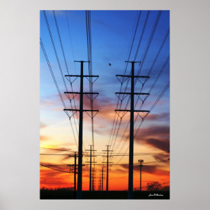 Impressão do poster do por do sol da linha