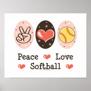 Impressão do poster do softball do amor da paz