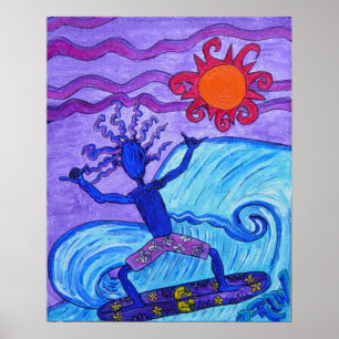 Impressão do poster - travando uma onda