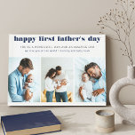 Impressão do Quadro Branco de Fotografias do Nome<br><div class="desc">Crie sua canvas de fotos do primeiro Dia de os pais usando 3 de suas fotos favoritas com seu novo bebê. O modelo está preparado para você editar qualquer ou toda a redação que atualmente lê "feliz primeiro dia de os pais ... você é um homem maravilhoso e um pai...</div>