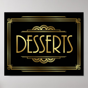 Impressão do sinal das SOBREMESAS do art deco de