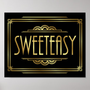 Impressão do sinal do art deco SWEETEASY de Gatsb