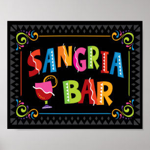 Impressão do sinal do partido do BAR do SANGRIA d