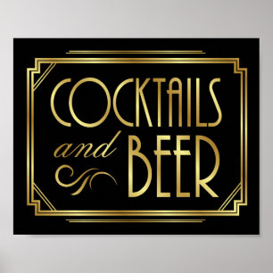 Impressão do sinal dos COCKTAIL e da CERVEJA do