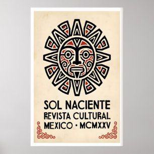 Impressão do Sol Asteca - Raios Geométricos, Contr