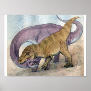 Impressão do tiranossauro e do Alamosaurus