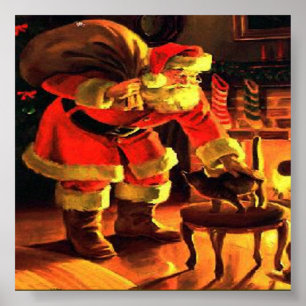 Impressão do vintage do Natal de Papai Noel