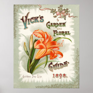 Impressão do vintage do pacote da semente do lír
