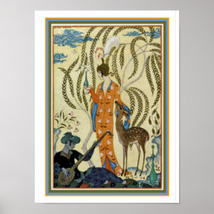Impressão dos cervos do art deco de George Barbie