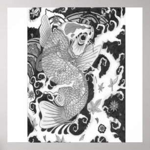 impressão dos peixes do koi