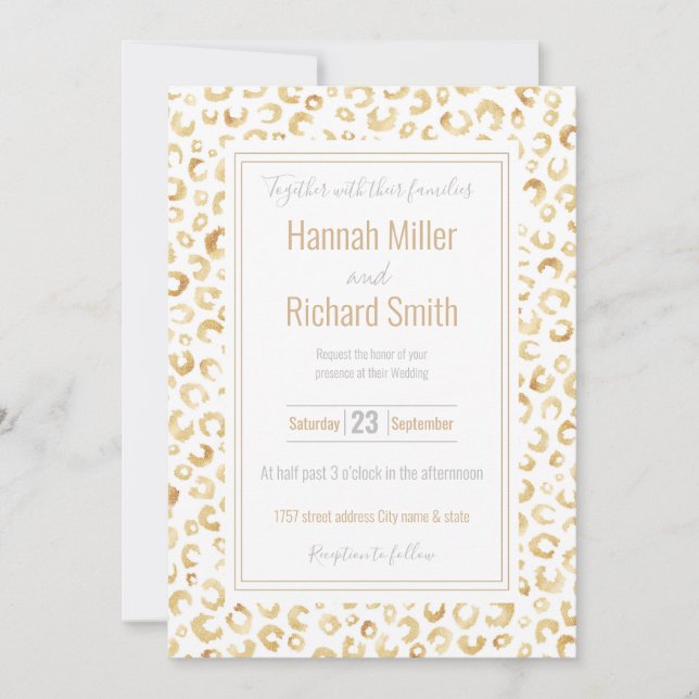 Impressão Dourada brilhante Elegante Leopard Anima (Frente)