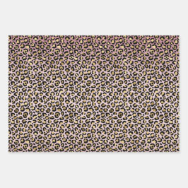 Impressão Dourada de Leopardo Preto-Rosa